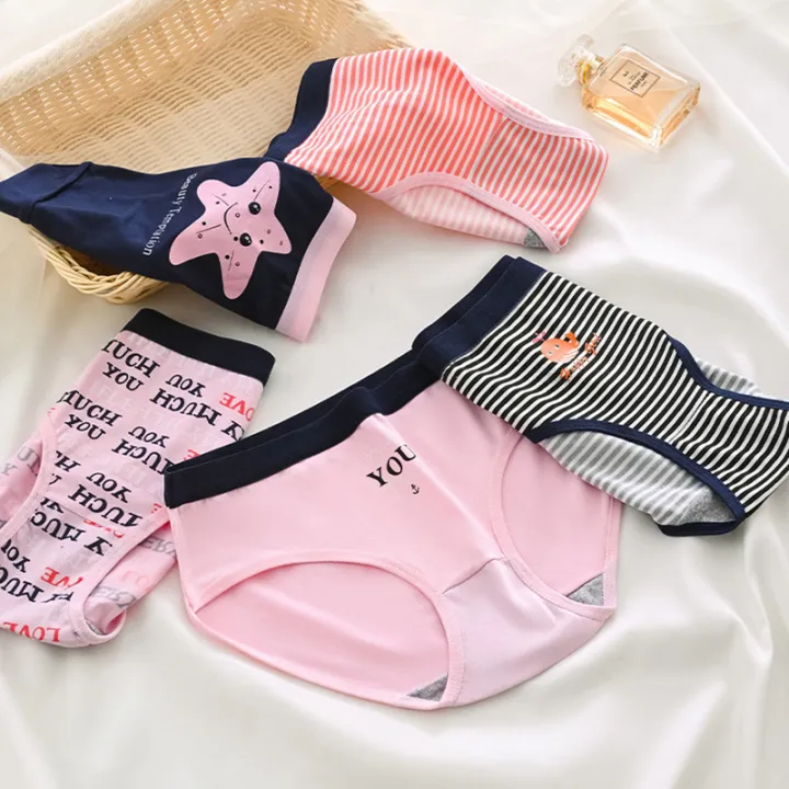 5-Piece%20Striped%20Printed%20Women's%20%20Triangle%20Pants,%20Mid%20Waist%20Elastic%20Breathable%20Underwear,%20Thin%20Women's%20Summer%20Underwear%20-%20Image%203