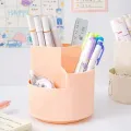 1pc Rotating Pen Holder, Office Student Desktop Pen Storage Box, Office Storage Three-hole Makeup Brush Box. 