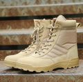 Tactical Boots Combat Swat and Tactical Shoes Camel / Khaki Long Shoes, Swat Original Hiking, army long Duty Boot. 