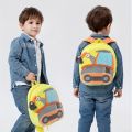 Cartoon Plush Kid Backpack Engineering Vehicles Kindergarten Schoolbag Baby Toddler Backpack 3D Excavator Tractor Backpack.