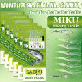 6-pack Sabiki Rig Fish Skin Silver Wire with luminous beads, fishing bait, fishing string hook, mackerel, sardine bait.
