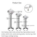 3Pcs 16G Stainless Steel Labret Piercing Jewelry Crystal CZ Monroe Nose Lip Studs Helix Tragus Conch Cartilage Earrings 6/8/10mm.