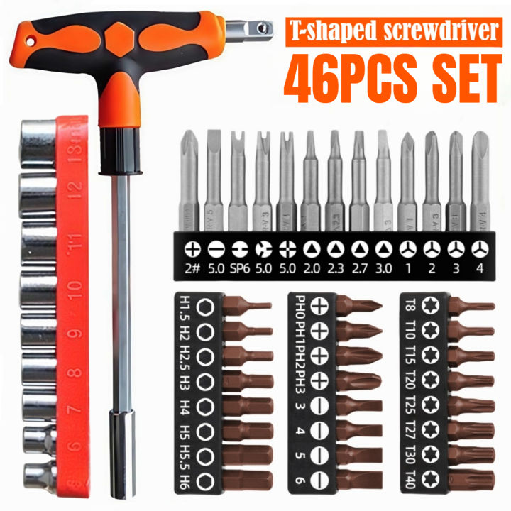 Two Pin Screwdriver Socket Set Screwdriver Set with T-shape Cross and Straight Slot Hexagon and Plum ...