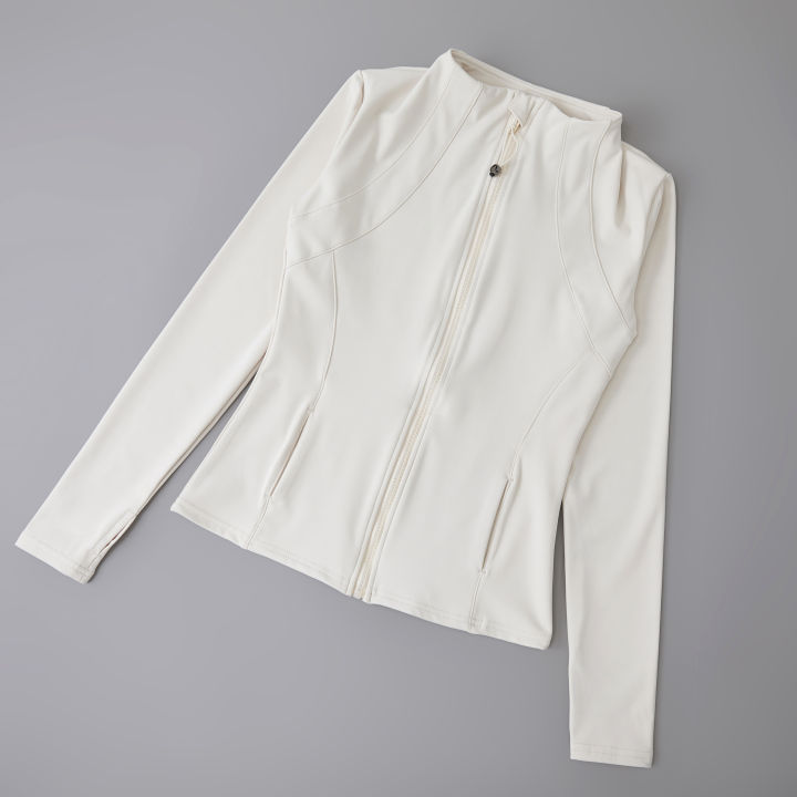 Yoga%20sport%20wear%20spandex%20full%20Zip%20Long%20Sleeve%20yoga%20jacket%20with%20Thumb%20Hole%20without%20hood%20Women%20Coat%20-%20Image%206