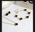 Fashion Alloy Jewelry Set Plum Blossom Five Leaf Flower Earing Girls Bracelet Laser Metal. 