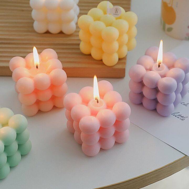 Handmade Candles - Bubble Candle Cute Soy Candles, Decoration Bright Candle, Handmade Cube Candle for Bedroom Bathroom Decorations, Customise item