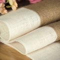 Burlap Table Runner Long Farmhouse Table Runner Jute Runner Woven Fabric Light Colour Edge.