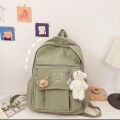 Plain Embossed with Bear Backpack  With Pendant. 
