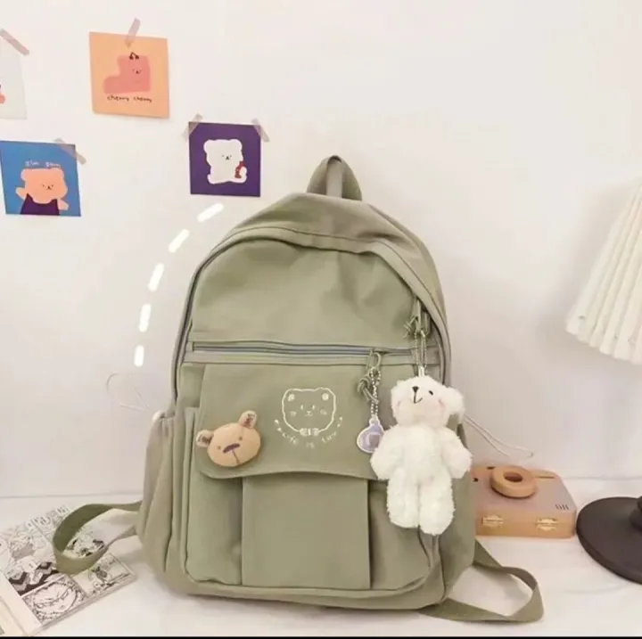 Plain%20Embossed%20with%20Bear%20Backpack%20%20With%20Pendant%20-%20Image%207