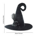 Halloween Witch Costume Headgear with Feather Rose Wizard Hat Decorative Props for Women Men Masquerade Party. 