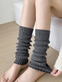 4 Pairs Ladies Solid Color Vertical Stripes Warm Over Knee Socks JK Fashion Autumn Winter Collection Simple Design.