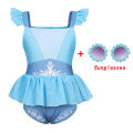 Girls Summer Swimming Baby Kids One-Piece Bathing Princess Elsa Bikini Suit Swimwear Swimsuit Children Princess Costume 2-10Yrs. 
