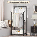 Stainless steel double bar clothes rack, 2 bar clothes drying rack with wheels easy to move. 