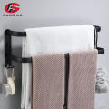Towel Hanger Wall Mounted 30-50 CM Towel Rack Bathroom Aluminum Black Towel Bar Rail Matte Black Towel Holder with Sticker.