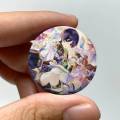 Scaramouche Balladeer Wanderer Genshin Round Badge Lapel Pins for Backpacks Briefcase Laser Brooch Clothes .