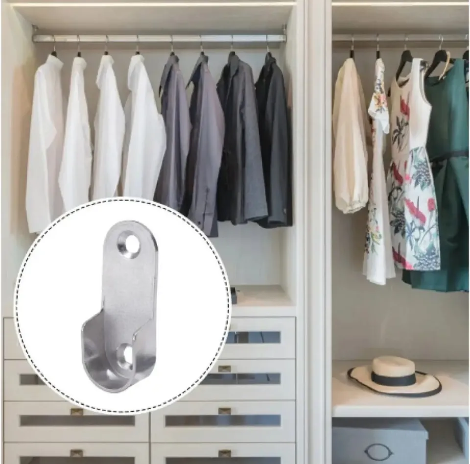 2pcs wardrobe clothes tube support closet rod pole and bracket