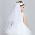 Children Little Princess Hairband Double Layers Tulle Bridal Veils Flowers Garland Ruffles Floral Lace Wedding Party Wreath. 