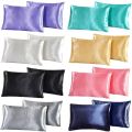 2-piece Pure Emulation Silk Satin Pillowcase ice-cold Comfortable Pillow Cover Pillowcase For Bed Throw Double Pillow Covers. 