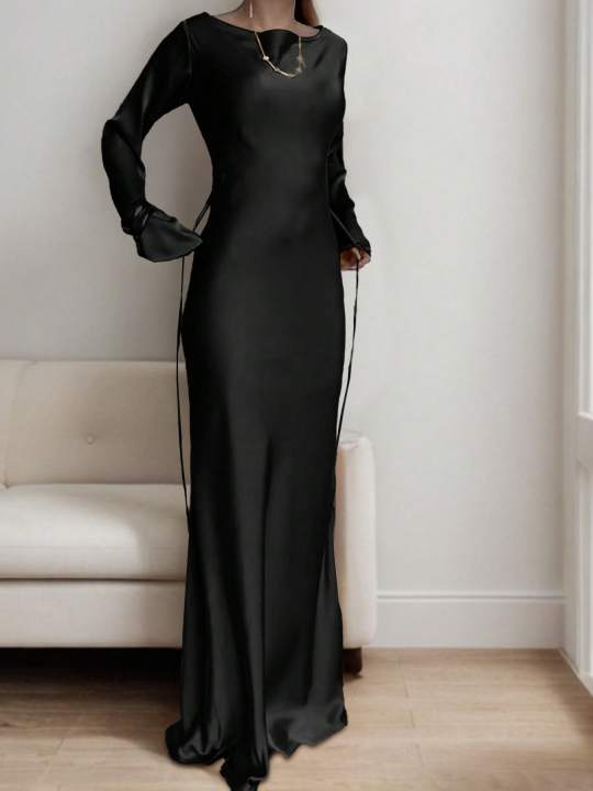 Women's%20Bespoke%20Satin%20Maxi%20Dress%20with%20Corset%20Waist%20Tie%20Classic%20Round%20Neck%20&%20Dramatic%20Flared%20Sleeves%20Luxury%20Evening%20Dress%20-%20Image%205