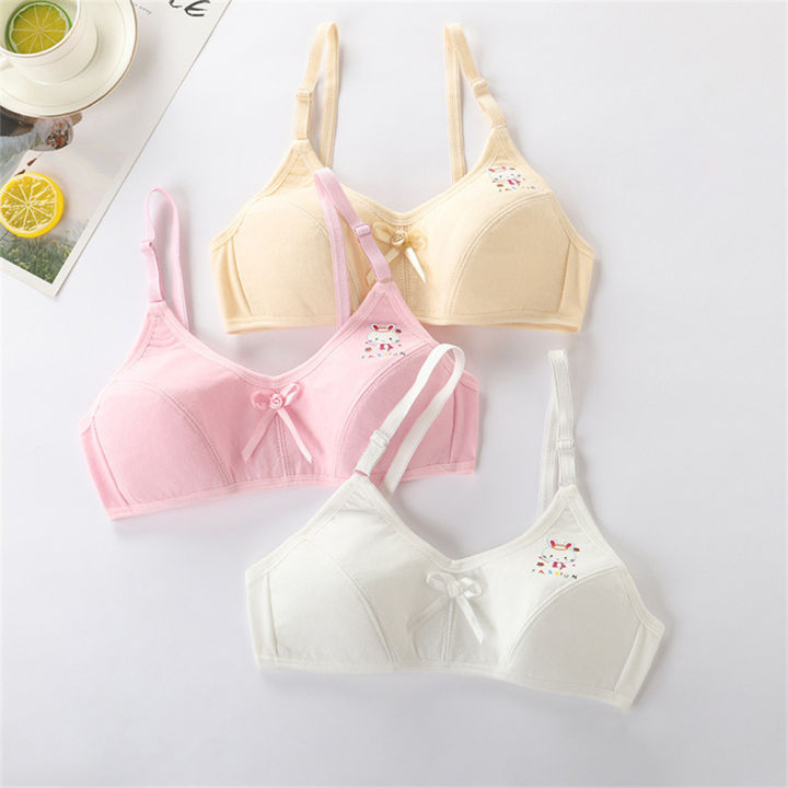 ((9-16Y))Soft Baby Bra Kids Training Bra Girls Sport Bra Double-layer Teenage Underwear