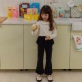 K2735 Korean Style Spring Autumn Girls Long Pants Children Gored Baby Girls Micro Flared Skirt Cute Wood Ear Design. 
