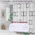 Simple style black and white large square bathroom shower curtain light opaque bathing more comfortable dry and wet separation.