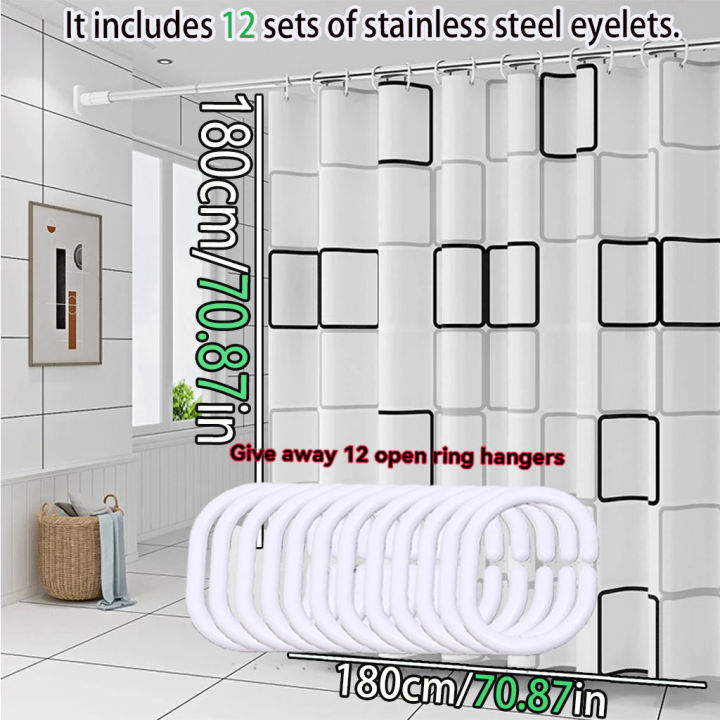 Simple%20style%20black%20and%20white%20large%20square%20bathroom%20shower%20curtain%20light%20opaque%20bathing%20more%20comfortable%20dry%20and%20wet%20separation%20-%20Image%205