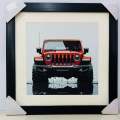 Jeep 4x4 Red Jeep Wrangler framed art, Jeep Wrangler wall art, Jeep print framed, Automotive wall decor, Car art print.. 