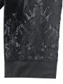 Plus Size Lace Jacket for Women Black Floral Pattern Casual Style Medium Stretch Fabric All Seasons Floral Pattern Cardigan.