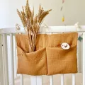 Baby Crib Organizer Multi-Purpose Bed Storage Bag 2 Pockets Bedside Hanging Diaper Nursery Organizer for Diapers Toys Clothing. 
