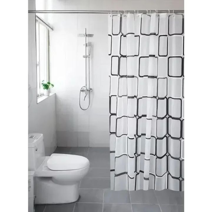 1PCS Bathroom Shower Curtains Waterproof Modern Geometric Plaid Pattern Household Decoration Translucent Good Quality