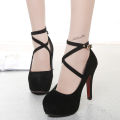 2024 Summer Outdoor Dress Ankle Strap Bukle Strap Women's Pumps Round Toe Thin Heel Shoes for Women High Heel Shallow Shoes. 
