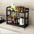 1pc 2-Tier Metal Countertop Shelf - Space Saving Organizer for Coffee, Mugs & Condiments, Rustproof Kitchen Rack. 