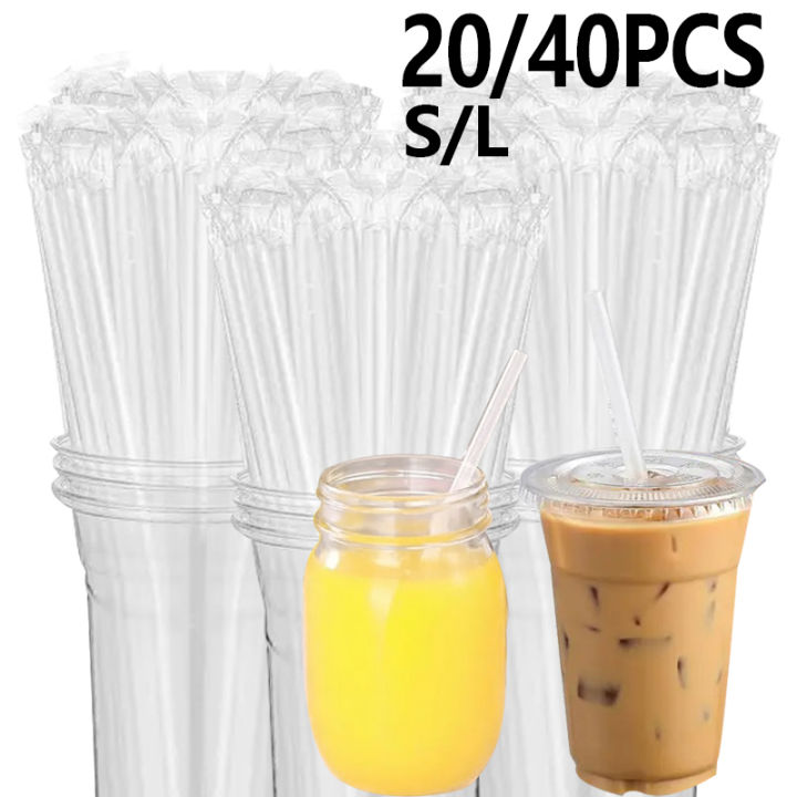 20/40PCS Transparent Straws Individually Packaged Bubble Tea Milkshake Disposable Straws Transparent Party Accessory Wedding