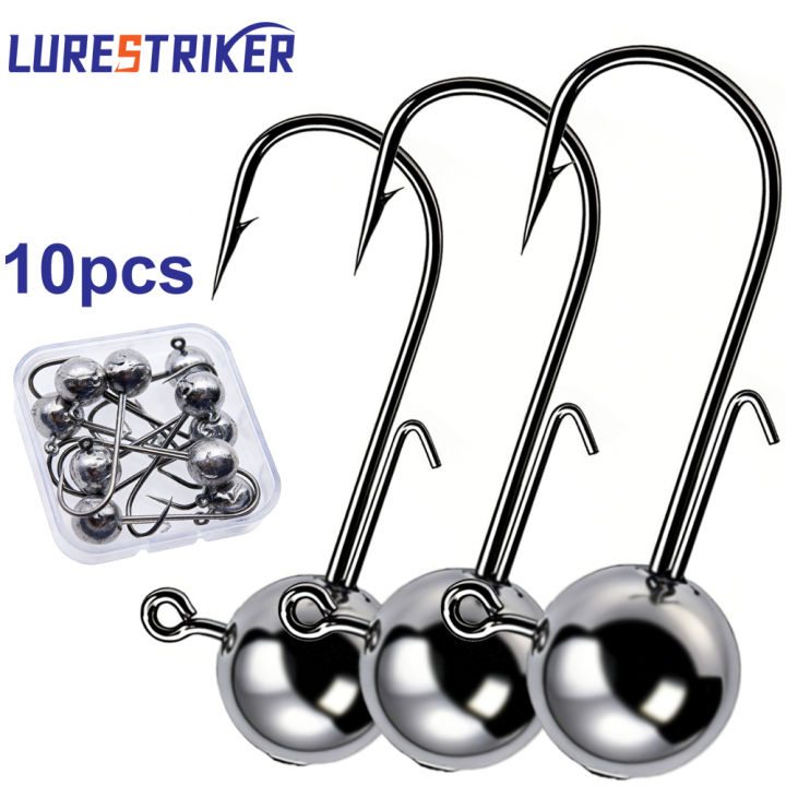 10pcs/box high-quality fishing hooks with auxiliary hook, jig head and soft worm fishing hooks for various weights of freshwate