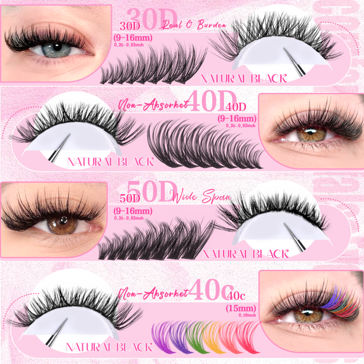%5BPersonal%20Eyelash%5D%20240/390/600%20Cluster%20Color%20Mixed%20Eyelash%20Extension%20Kit%20Makeup%20Beginner%20False%20Eyelash%20-%20Image%205