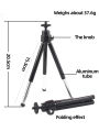 Mini Desktop Tripod Adjustable 2-Section Aluminum Alloy Stand, Tabletop Tripod with 1/4" for Action Camera Smartphone Webcam. 