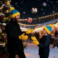 2pc Christmas Cosplay Funny Beanie Hat and Gloves,Unisex Winter Warm Classic Knitted Hat,Halloween,new Year Costume Accessories.
