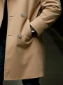 Men's Single-Breasted Wool Coat Thickened for Winter Trench Style Professional Look.