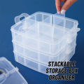 Stackable Storage Box Organizer 3 Layers (18 Sections) Jewelry Box efficient jewelry organizer 3 Layer multi-purpose storage solution. 