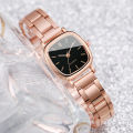 2PCS/Set Women's Watch Fashion Square Stainless Steel Band Quartz Watches Heart Bracelet Set. 