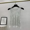 Y2k Hot Girl Vest Summer New Style Bright Hollow Hot Diamond Bling Top Super Fairy Thin Net Shirt Women's Trend. 