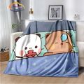 Cartoon Print Bear and Pa Blanket Cute Bubu Dudu Series Kids Warm Flannel Soft Comfortable Home Bed.