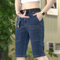 New Design Multi-pocket Denim Shorts Men Summer Thin Straight Casual Short Jeans Stretch Fashion Streetwear Men's Shorts Korean.