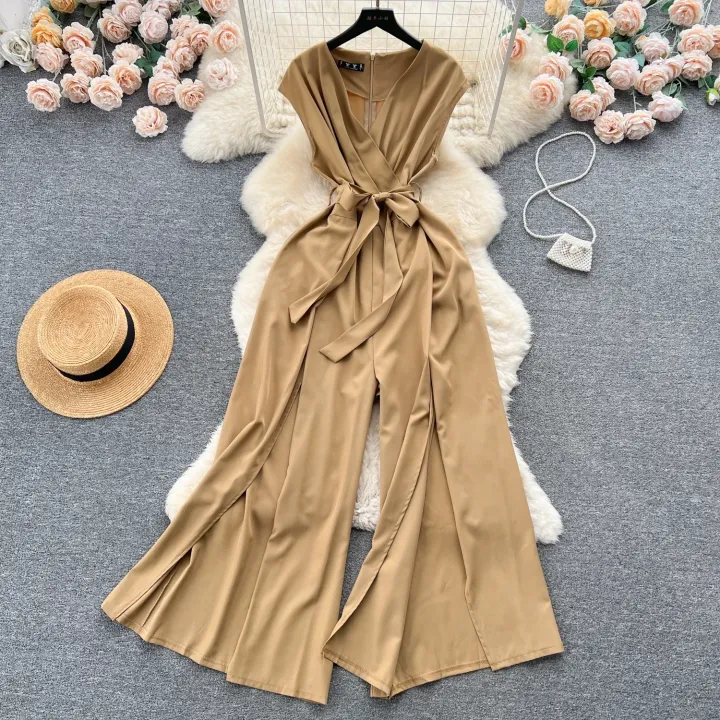 Summer%20Vintgae%20Women%20Wide%20Leg%20Jumpsuit%20Female%20Elegant%20V-Nevck%20Sleeveless%20High%20Waist%20Slim%20Casual%20Bandage%20Romper%20New%20Fashion%20-%20Image%206