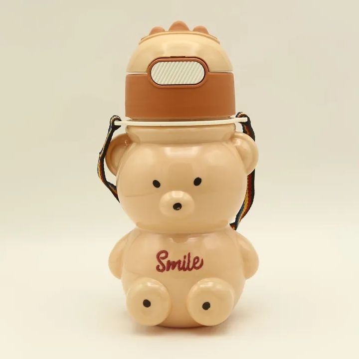 Cute Teddy Bear Shaped Water Bottle with Straw & Strap - 800ml Portable ...