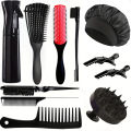 11 pcs High Quality Hair Brush Comb Set,with Hair Spray Bottle Scalp massager ,Wet Dry Curly Hair Detangling, Wide Tooth Combs. 