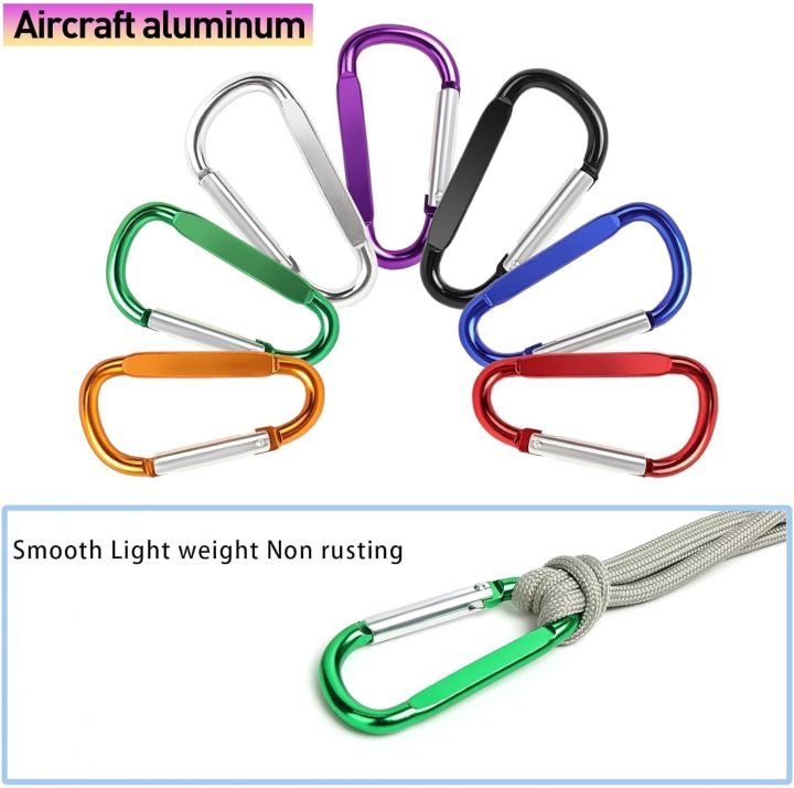 4PCS%20Black%20Carabiner%20Caribeaner%20Clip%20Aluminum%20D%20Ring%20Shape%20Carabeaner%20with%204PCS%20Keyring%20Keychain%20Hook%20-%20Image%202