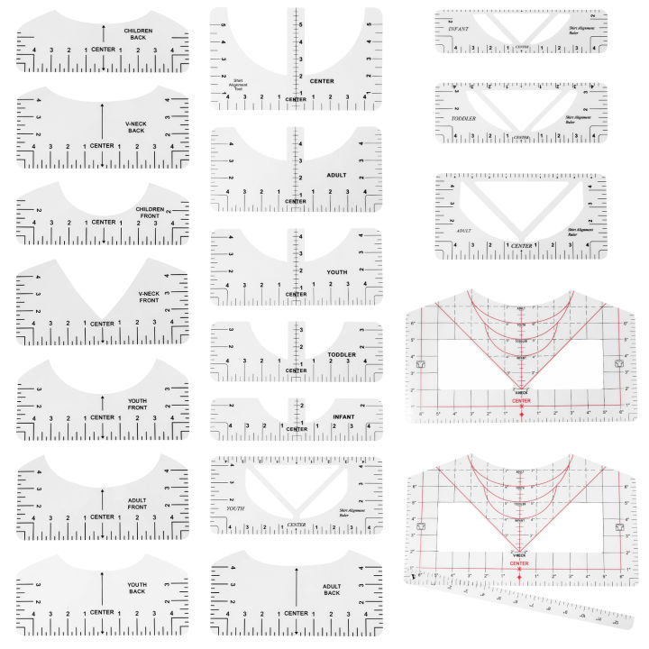 Abdo Ruler Back T-Shirt Ruler Guide Alignment Tool Chart DIY Measuring Ruler V-Neck ...