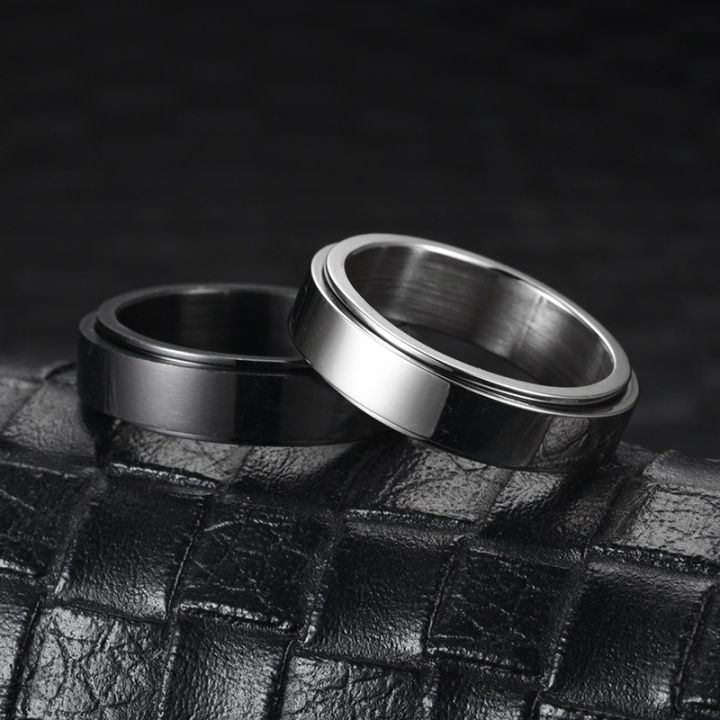 Anti Stress Rotating Couple Rings For Lovers Smooth Stainless Steel ...